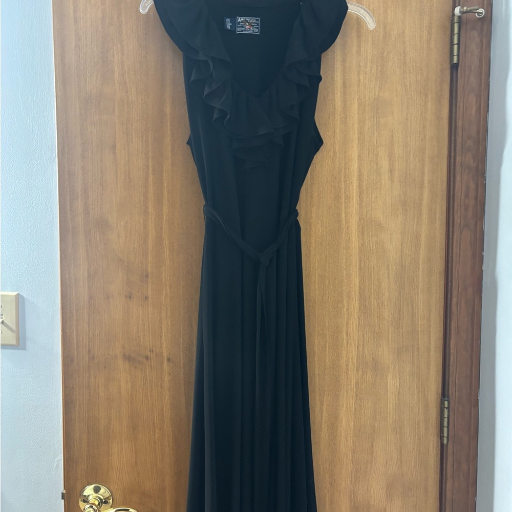 American Living Black Maxi Dress with Ruffled Neckline